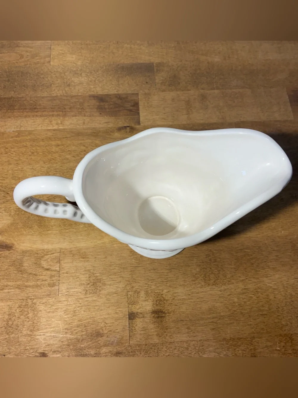 A Perfect Occasion White Embossed Gravy Boat Sauce Server Scrolls China